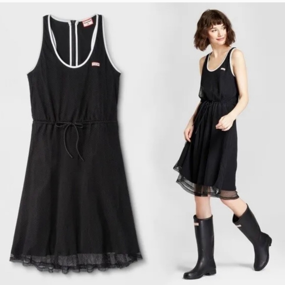 Hunter for Target Black A-Line Mesh Dress Tie-Waist Sleeveless